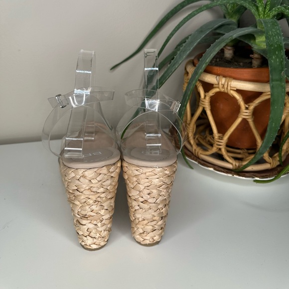 BP. Clear Strap Espadrille Wedge Sandals Size 10M Ankle Strap Platform Heels NWT - Picture 4 of 12